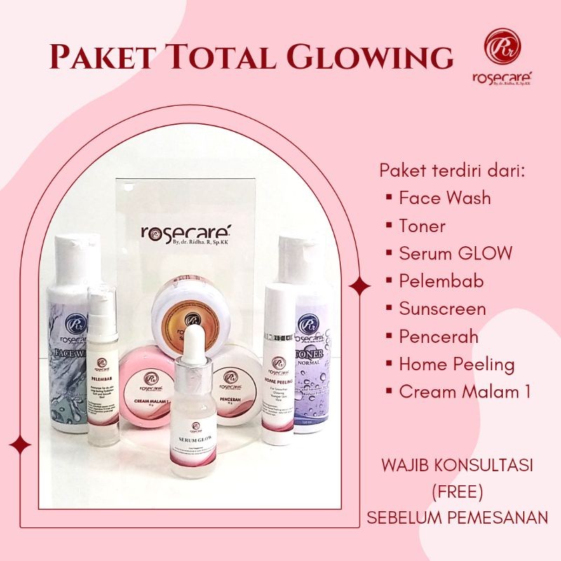 525d3f4b7c5738f9b8bfa4339f7f3fe0.jpg PAKET TOTAL GLOWING ROSECARE NORMAL SKIN BPOM HALAL MUI - Gambar 1