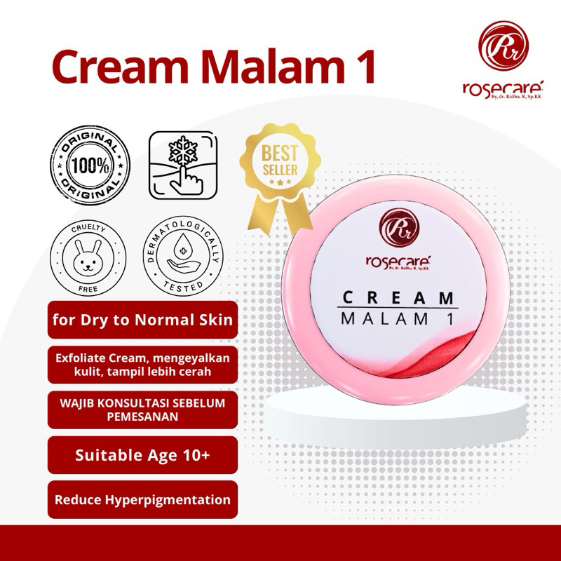 id-11134207-7r98s-lr65k1edumbh87.jpg CREAM MALAM 1 ROSECARE MEMUDARKAN FLEK HITAM | KERUTAN | GARIS HALUS | BEKAS JERAWAT | NIGHT CREAM | MENCERAHKAN GLOWING FOR NORMAL SKIN - Gambar 1